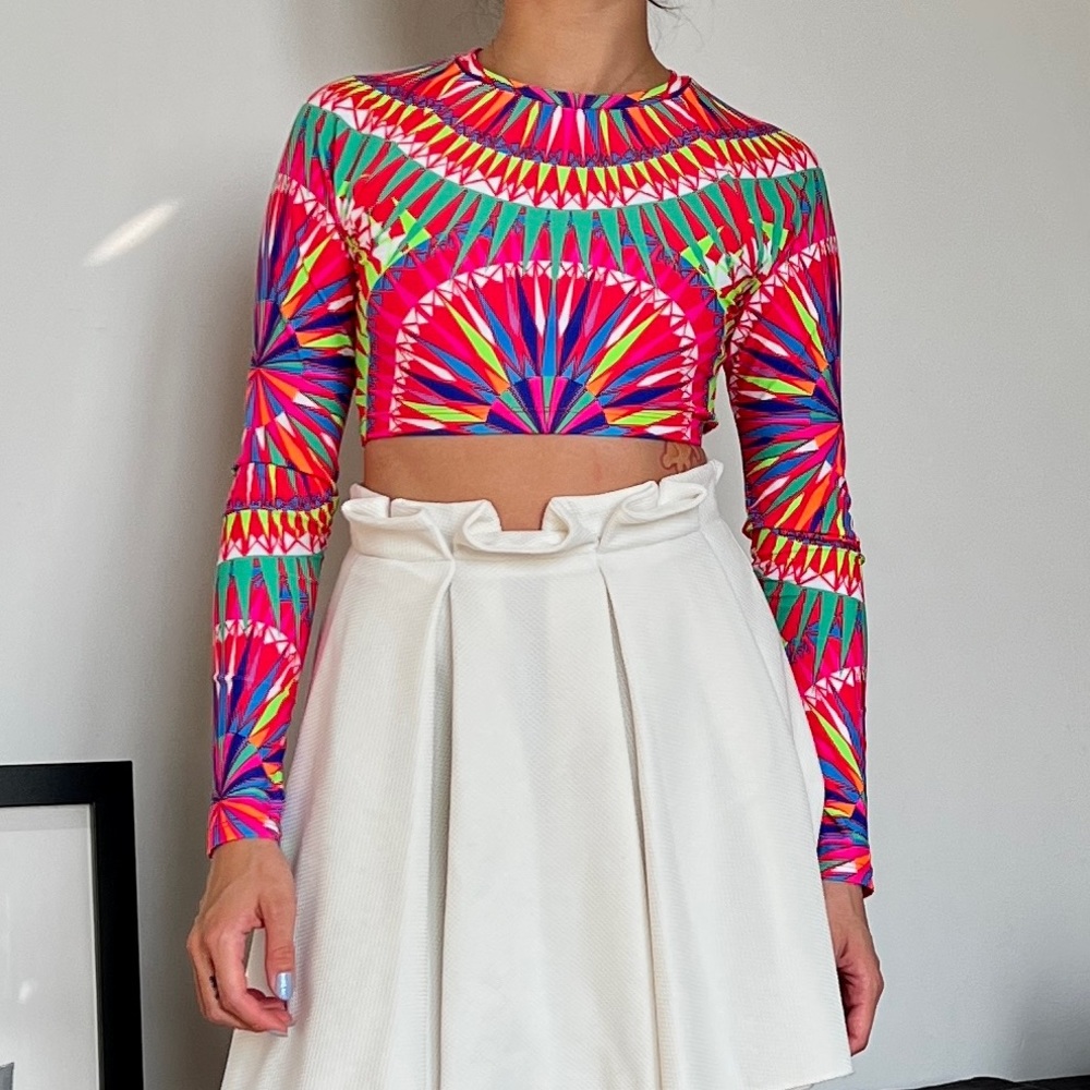 Pink Neon Cropped Rashguard, Mara Hoffman, Small